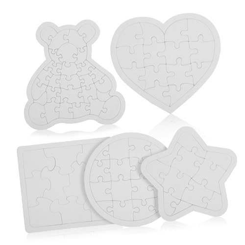 Gogogmee 5 Stück Teiliges Blanko papierpuzzle mit Bär Rund Herz Stern Weiße Puzzleteile zum Bemalen Basteln DIY Geschenk zur Kreativität und Hand Auge koordination Gogogmee 5 Stück Teiliges Blanko papierpuzzle mit Bär Rund Herz Stern Weiße Puzzleteile zum Bemalen Basteln DIY Geschenk zur Kreativität und Hand Auge koordination von Gogogmee