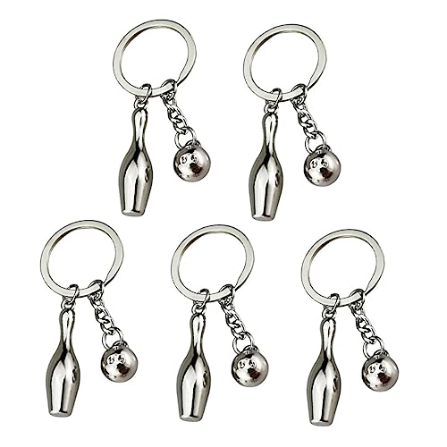 Gogogmee 5St Bowling-Schlüsselanhänger große Schlüsselanhänger für Kinder Tasche Bowling Herrenanhänger Schmuck Schlüsselbund Bowling-Taschen-Dekor Bowling-Souvenir Zinklegierung Silver von Gogogmee