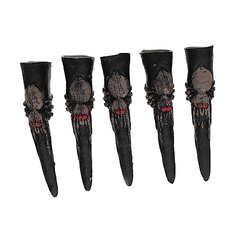 Gogogmee 5St falscher Nagelsatz The Hallow Halloween Spooky Zombie-Nagelabdeckungen Zombie-Finger-Requisiten falsche Fingernägel Lange Nagelfingerabdeckungen Fingernägel für Cosplay Plastik von Gogogmee