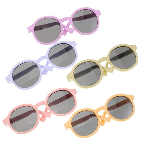 Gogogmee 5st Puppenbrille Gefüllte Tierbrille Kostümzubehör Für Minipuppen Runde Drahtgläser Retro-Vintage-Sonnenbrille Miniaturbrille Für Puppe Miniatur-Brille Für Puppe Plastik von Gogogmee