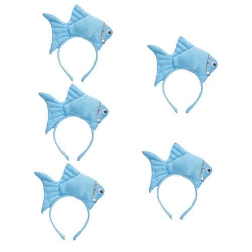 Gogogmee 5st Tierische Kopfbedeckung Fisch Stirnband Meerestier Cosplay Stirnband Tier-Stirnband Stirnband Für Frauen Fisch Kostüm Hautpflege-Haarband Hai-stirnbänder Meeresdekor Stoff Blue von Gogogmee