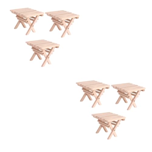 Gogogmee 6 STK Shiwan Klapptisch Miniaturszene Tischdekorationen Mini-Puppenhausmöbel Klappbarer Tisch Living Room Decoration wohnzimmerdeko Miniaturtisch aus Holz Mini-Klapptisch hölzern von Gogogmee