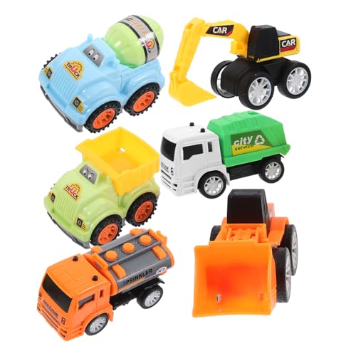 Gogogmee Spielzeug Kinder 6er Set Mini Inertia Fahrzeuge Für Rückziehauto Spielzeugset Mit Baufahrzeugen Wie LKW Betonmischer Und Bagger Ideal Für Jungen Und Ädchen Ab 3 Jahren von Gogogmee