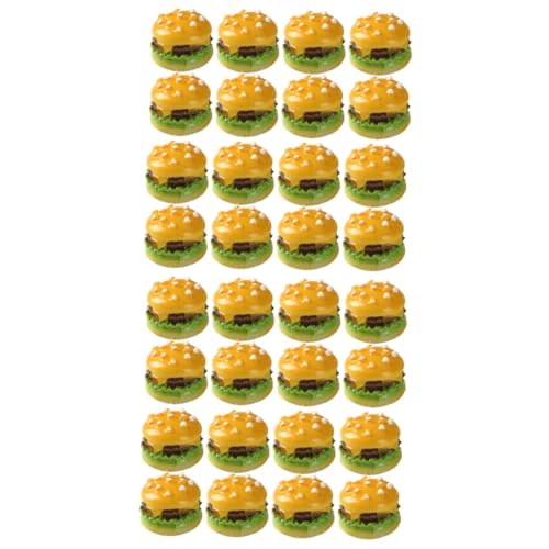 Gogogmee 60 STK Simulationsburger Haarspangen Bezaubern Künstliche Burger-Requisite Gefälschte Hamburger Mini- -Essen Fake-Burger-dekor Realistisch Künstlich Mini-Essen Liner Harz Yellow von Gogogmee