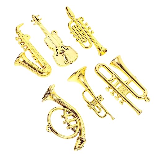 Gogogmee 6St Mini-Instrumentenset Puppenhaus-Saxophon Miniaturinstrumente bastelmaterial für Kinder bastelsets für Kinder Golddekor Musikinstrumente Mini-Hausdekoration Puppenhauszubehör von Gogogmee