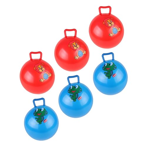 Gogogmee 6st Schläger Handhaben Türsteher Cartoon-bälle Cartoon-Muster-Hopping-Ball Hüpfen Aufblasbares Springen Hüpfball Für Kinder Spielzeug Für Draußen Hüpfspielzeug Für Kinder PVC von Gogogmee