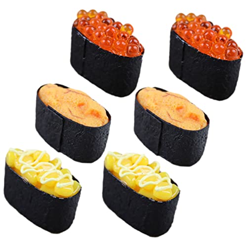 Gogogmee 6st Sushi-Simulation Künstliche Nigiri-Onigiri Gummiartiges Sushi Realistisches Sushi-Modell Gefälschtes Sushi Fake-Food-Sushi Simuliertes Lebensmittelmodell Japanisches Dekor PVC von Gogogmee