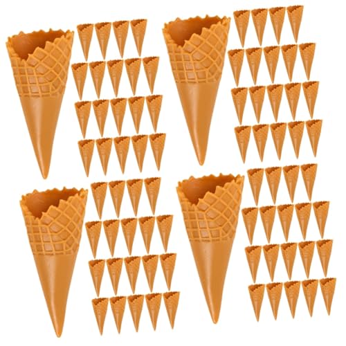 Gogogmee 72 STK Simulationskegel fogelschreker mockin Eiscremekegel Ice Cream Cones Spielzeug Cremes Zapfen Mini-Eistüten-Modelle Eistüte- zum Selbermachen Reize PVC Light Brown von Gogogmee