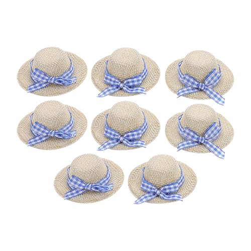 Gogogmee 8 STK Strohhut Mini-Hexenhüte Kleiner Tierhut Mini-Strohhüte Miniaturhut Minihüte zum Basteln Puppenhüte Strohhüte für Puppen Mini-Hüte Foto-Requisiten-Zubehör Mini-Hut Stoff Beige von Gogogmee