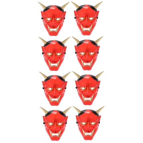 Gogogmee 8 Stk Halloween-maske Kostüme Maskerade Masken Geisterkopfmaske Gruselige Masken Für Halloween Punk-maske Halloween-party-masken Halloween-tengu Maskenmaske Für Paare Plastik Rot von Gogogmee