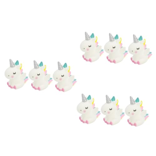 Gogogmee 9 Stk Dessert-Ornamente Essbare Einhorn-Kuchendekoration Topper Miniatur-Einhorn tortendeko einschulung hichzeitstortendeko Kuchendekorationen geburtstagstorte dekoration Rosa von Gogogmee