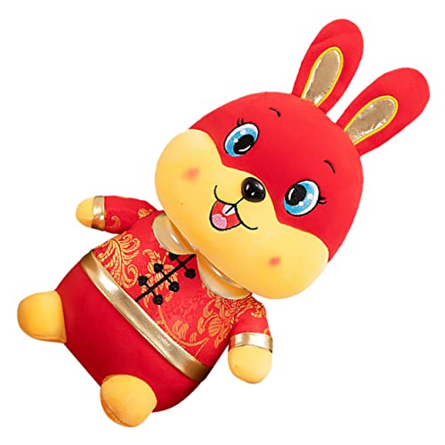 Gogogmee Hasenpuppe des neuen Jahres Kaninchen chinesische tierkreisfiguren Ausgestopftes Hasen-Maskottchen-Spielzeug chinesische neujahrsdekoration faschingskostüme Tierpuppenspielzeug rot von Gogogmee