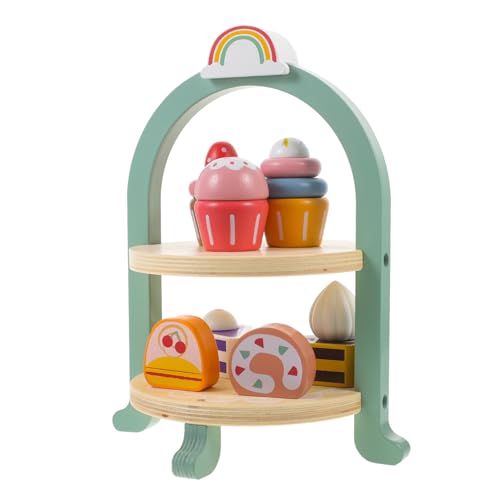 Gogogmee Kinder Party Set Aus Holz Dessertständer Spielset Rollenspiel Essensspielzeug Holzspielzeug Spielessen Für Kinderküche Ab 3 Jahren von Gogogmee