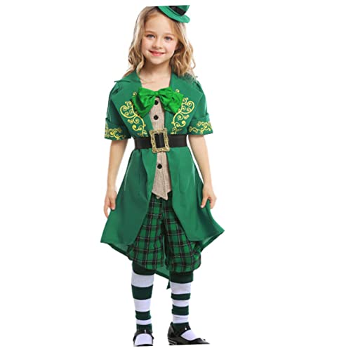 Gogogmee Kobold Kostüm Halloween-kostüm Für Kinder St. Patricks Day Kostüm Kinderkleidung Kinderkostüm St. Patricks Day Kobold-Outfit Halloween-Kobold-kostüm Grünes Kleeblatt-kostüm von Gogogmee