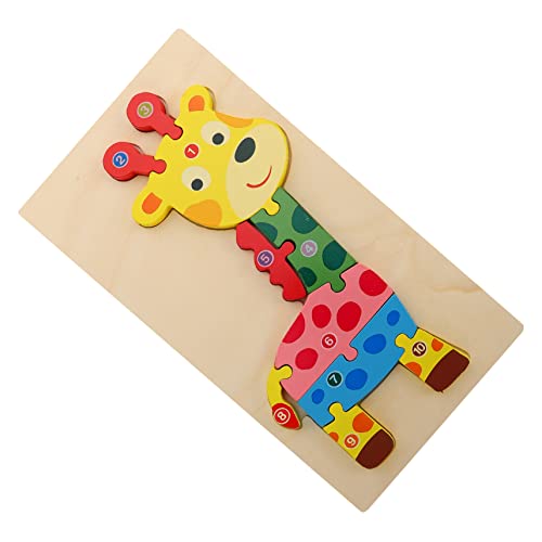 Gogogmee Kognitives dreidimensionales Puzzle Spielzeuge -Tier-Puzzle Kinder Puzzle kinderpuzzle Hasenspielzeug Kleinkind-Puzzle Holzpuzzle für Kinder Puzzleblock in Giraffenform von Gogogmee