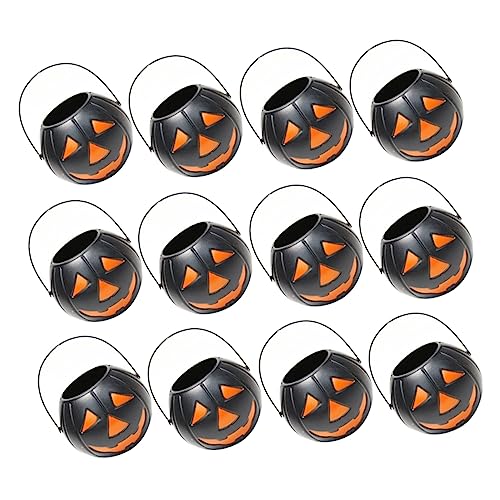 Gogogmee Kürbis Eimer Halloween-Leckerli-Korb Kürbis Süßigkeiten Halloween-Dekor Tricktöpfe halloween kinder party halloween kinderparty Halloween-Zubehör Trick-Party-Requisiten Plastik von Gogogmee