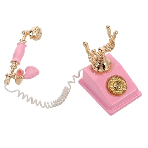Gogogmee Miniatur Vintage Wählscheibentelefon Telefonmodell Puppenhaus Zubehör Realistische Details Rosa Miniaturtelefon für Dekoration Gogogmee Miniatur Vintage Wählscheibentelefon Telefonmodell Puppenhaus Zubehör Realistische Details Rosa Miniaturtelefon für Dekoration von Gogogmee