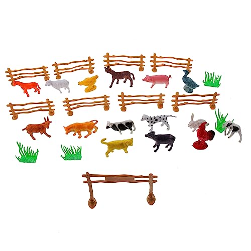 Gogogmee Minibauernhoftierkuchenaufsatz mit Realistische Frühes Spielset Bauernhoftierfiguren Tierspielzeug Farm Kunststoffbauernhoffiguren Kit Bildungsspielzeug Farmhouse Zäunen von Gogogmee