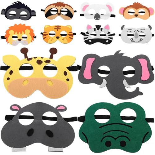 Gogogmee 12 Stücke Jungen Und Mädchen Filz Tiere Für Party Wiederverwendbare Cosplay Zubehör Kleinkinder Maskerade Tier Form Halloween Kostüme von Gogogmee