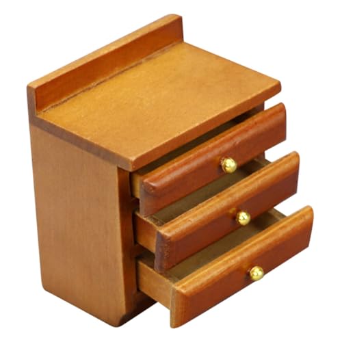 Gogogmee Nachttisch Puppenhausmöbel Möbel Mikrospielzeug Beistelltisch Miniatur-nachtkommode Spielzeug Hausmöbel Miniaturen Dolly- -dekor Kindermöbel Mini-Spielzeug Holz Brown von Gogogmee