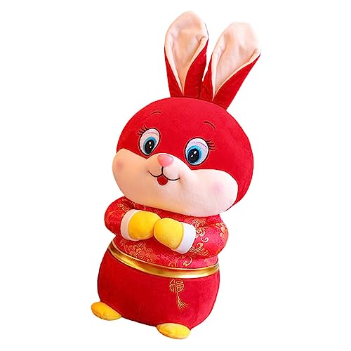 Gogogmee Plüsch-Kaninchen-Puppe Flauschige Kuscheltiere Mini-plüschtiere Desktop-Spielzeug Maskottchen Plüsch Plüsch-Kaninchen-Spielzeug Entzückendes Häschendekor Rot Kurzer Plüsch von Gogogmee