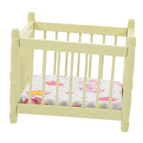 Gogogmee Puppenhaus Krippe Dekoratives Puppenbett Mini-babybett Babypuppenbett Wiegenbett Für Babypuppen Puppenhauszubehör Mini Hausbett Mini-Kinderbett Miniaturbettmodell Polyester von Gogogmee