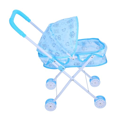 Gogogmee Puppenwagen Spielzeug Kinderwagen Puppenhauswagen Kinderwagenspielzeug Zubehör für Babypuppen Regenschirm-Kinderwagen für Puppen Spielhauszubehör Spielzeug-Kinderwagen Polyester von Gogogmee