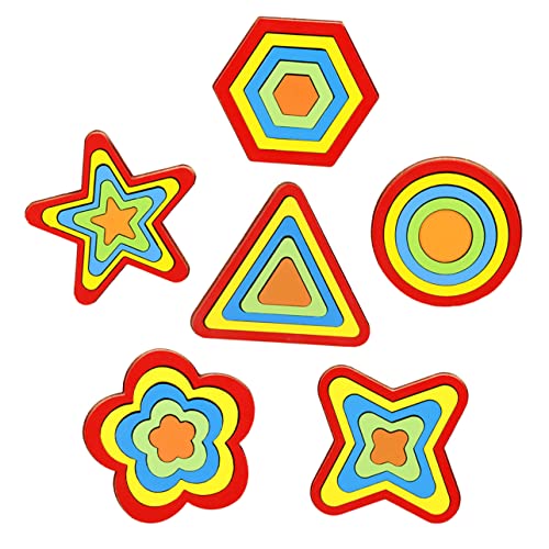 Gogogmee Puzzle Set Für 6 Teiliges Geometrisches Formenspielzeug Zur Der Kognitiven Entwicklung Pädagogisches Holzspielzeug Für Kleinkinder Ideal Für Lernspiele Und von Gogogmee