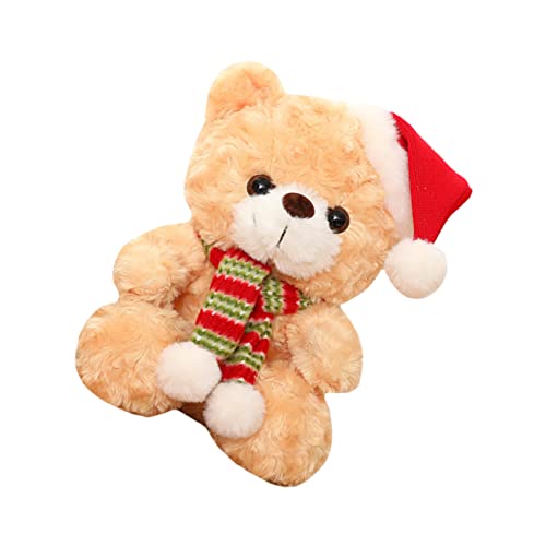 Gogogmee Weihnachtsbär Plüschbär Weihnachtsdekoration Weihnachtsplüschbär Bärenplüschornament Stofftierpuppe Weihnachtspuppengeschenk Weihnachtsplüschpuppe Kurzplüsch Light Brown von Gogogmee