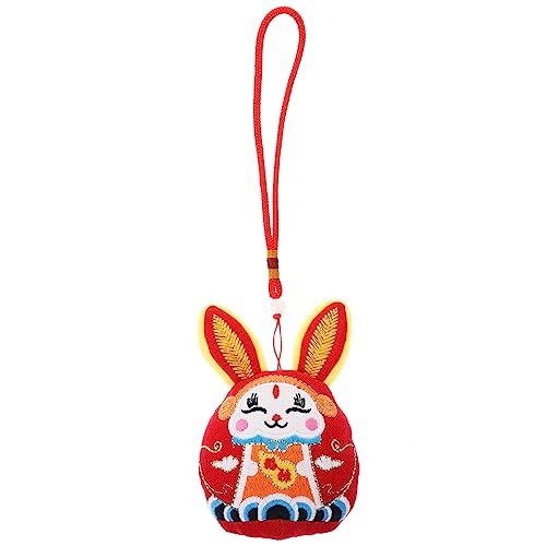 Gogogmee Wufu-Kaninchen-Verzierung entzückendes Häschendekor Hasenjahr gefülltes Hasenspielzeug Chinese New Year Rabbit Hasen Kuscheltier Spielzeuge Plüschtier Kaninchen-Maskottchen-Puppe von Gogogmee