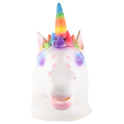 Gogogmee lustige Einhornmaske Kopf Cosplay Requisiten Einhorn-Vollkopfmaske Einhornkostüme halloween masken halloweenmaske Tier Einhorn-Masken-Requisite Einhornmaske zum Verkleiden Emulsion von Gogogmee