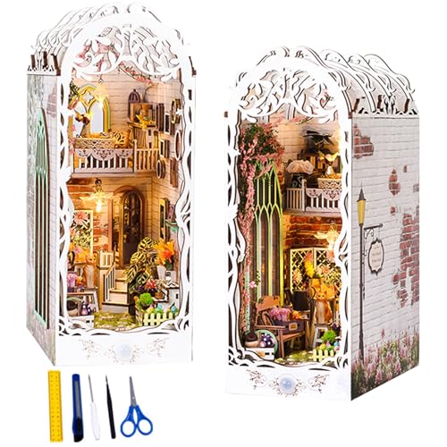 Gohytal Book Nook DIY Kit, DIY Gartenhaus Miniatur Haus, Mini Garden Shed, Puppenhäuser Set Diorama Modelbau, 3D-Holzpuzzle Holz Booknook für Erwachsene Jugendliche Hausdekoration Kreative Geschenken von Gohytal