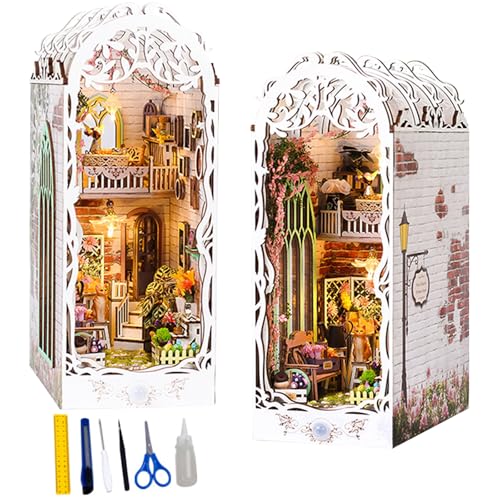 Gohytal Book Nook DIY Kit, DIY Gartenhaus Miniatur Haus, Mini Garden Shed, Puppenhäuser Set Diorama Modelbau, 3D-Holzpuzzle Holz Booknook für Erwachsene Jugendliche Hausdekoration Kreative Geschenken von Gohytal