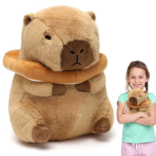 Gohytal Capybara Plüschtier, Capybara Kuscheltier, Wasserschwein Kuscheltier mit Brot Stofftier, Kawaii Capybara Plush Kissen Spielzeug, Wasserschwein Wurfkissen Geschenk Plüschtier für Kinder von Gohytal