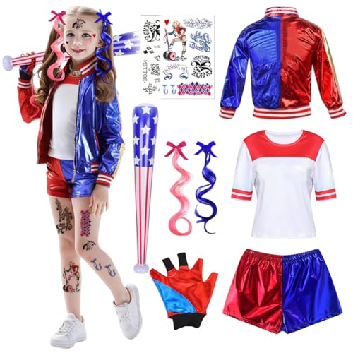 Gohytal Mädchen-Cosplay-Kostüme für Kinder, Mädchen, Fasching, Halloween, Cosplay-Kostüm, inklusive Jacke, T-Shirt, Shorts und Handschuh für Halloween, Karneval, Cosplay-Kostüm (130) von Gohytal