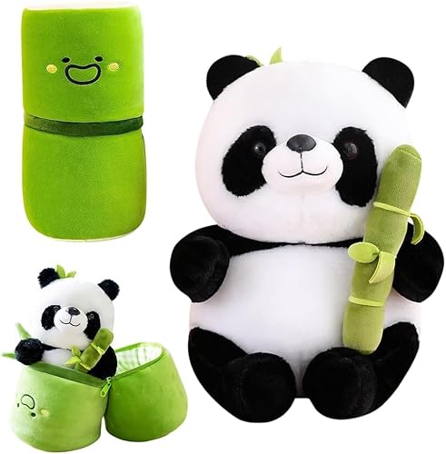 Gohytal Panda Kuscheltier,Flauschige Weicher Panda Versteckt Sich in Bambusbeutelspielzeug, Geburtstagsgeschenke für Kinder, Panda Spielzeug GeschenkFür Frauen Kinder Jungen Mädchen (25cm) von Gohytal