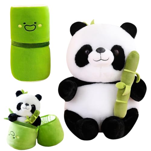 Gohytal Panda Kuscheltier,Flauschige Weicher Panda Versteckt Sich in Bambusbeutelspielzeug, Geburtstagsgeschenke für Kinder, Panda Spielzeug GeschenkFür Frauen Kinder Jungen Mädchen (25cm) von Gohytal