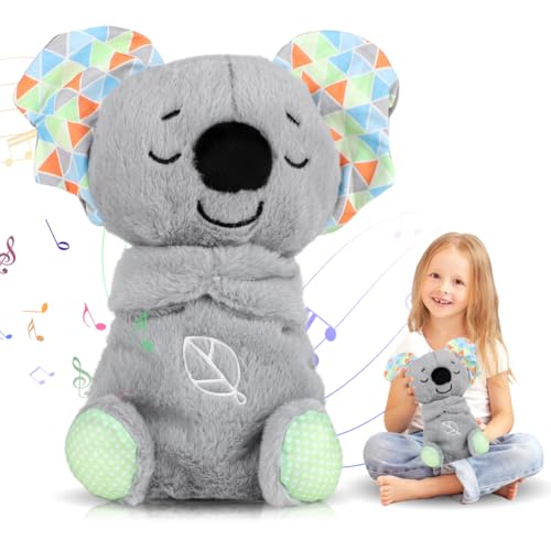 Gohytal Schlummer Koala, Schlaf Koala, Einschlafhilfe Babys Schlummer Plüschtier Mit Herzschlag Rhythmischen Atembewegung und Sanfter Musik, Babyparty & Neugeborenen Geschenk, Baby Spielzeug 0 Monate von Gohytal