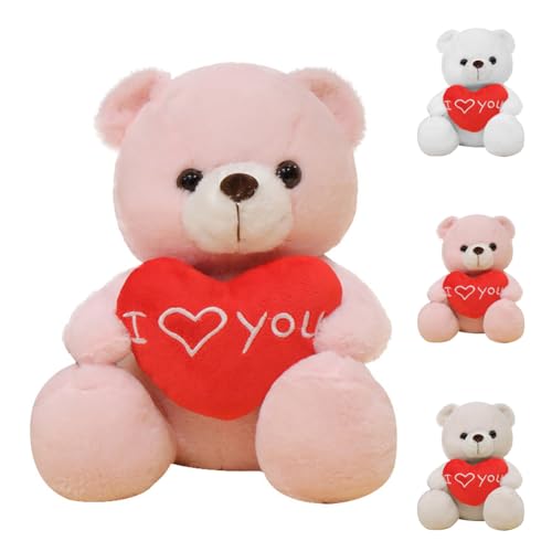 Gohytal Teddybär mit Herz, Herzteddy Kuscheltier Bär, Kuscheltier Schmusetier, Teddybär aus weichem Plüsch, Valentinstag Geschenkidee für Freundin Klassiker - Rosa von Gohytal