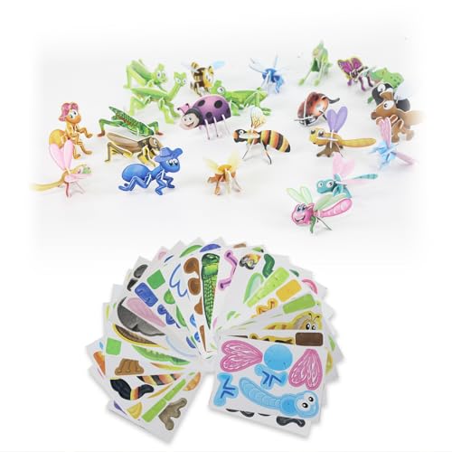 Goiern 25 Stück 3D Puzzle Kinder, Jigsaw Puzzles, Cartoon Puzzle, Frühpädagogische Montessori Spielzeug for Kleinkinder,Geschenk Für Jungen Und Mädchen(Insekt) von Goiern