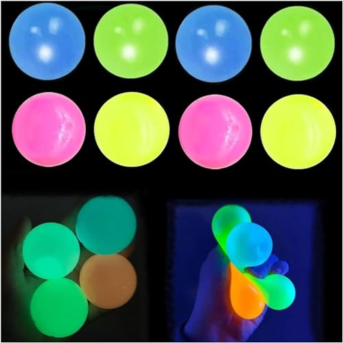 Lumiballs, Dream Balls,Dream Balls Glow in The Dark That Stick,Stick Up Wall & Ceiling Balls Glow in The Dark Sticky Bouncy Balls, Glow in The Dark Sticky Balls That Stick an der Decke (8pcs) von Gokame