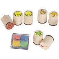 GOKI 15532 Stempel Kleeblatt, Smile, ...(7 Stempel), Motivationsstempel von Goki