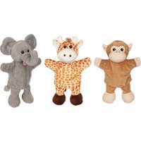 GOKI 50960 Handpuppen Giraffe, Affe und Elefant (mit Beinen), sortiert von Goki