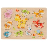 GOKI 57393 Steckpuzzle Tierkinder von Goki