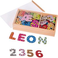 GOKI 58911 Magnet-Alphabet und Zahlen II 5,5 cm, Holz, 88 Teile von Goki