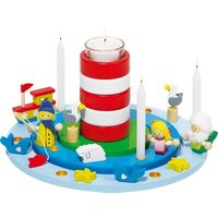 GOKI 60973 Geburtstagskranz Maritim Ø= 25 cm, Leuchtturm, Kranz 3-teilig, Figurenset 12-teilig von Goki