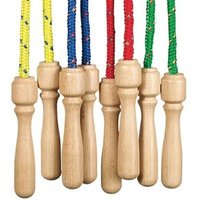 GOKI 63917 Springseil mit Holzgriffen, 4-fach sortiert von Goki