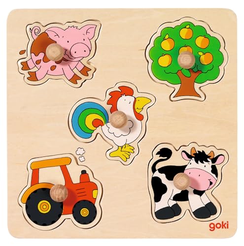 Goki 57546 - Steckpuzzle - Auf dem Land, Basic von goki