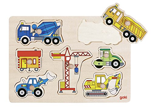 Goki 57593 Steckpuzzle Baufahrzeuge von goki