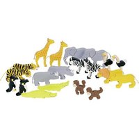 goki 53942 Tierset Afrika H= 3,5 - 7,5 cm, Holz, 20 Tiere von Goki